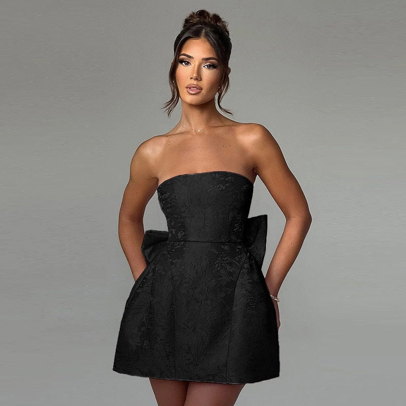 Damen Bereichertes Cocktailkleid mit drapiertem Oberteil und Schleifen-Details Echo Archiv