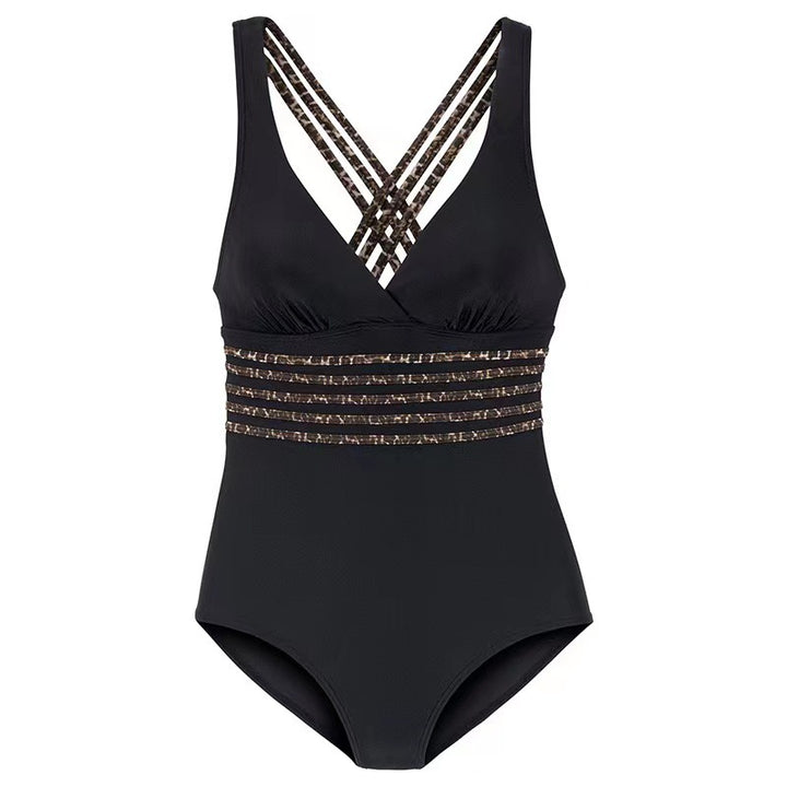 Damen Einteiliger Badeanzug mit figurformendem Design und tiefem V-Ausschnitt Echo Archiv