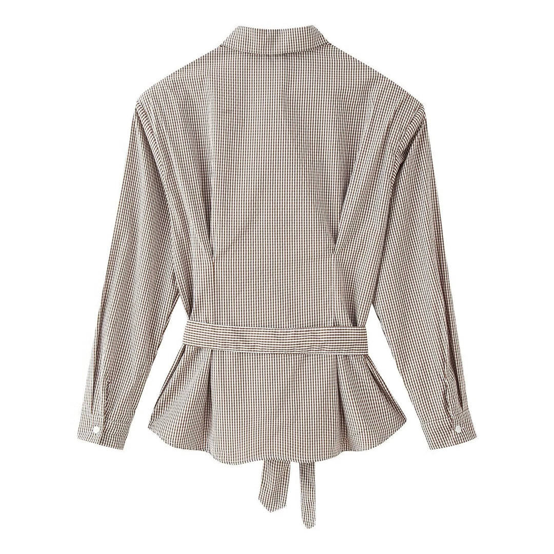 Damen Tailliertes Hemdblusenkleid mit Karo‑Muster und Bindegürtel Echo Archiv