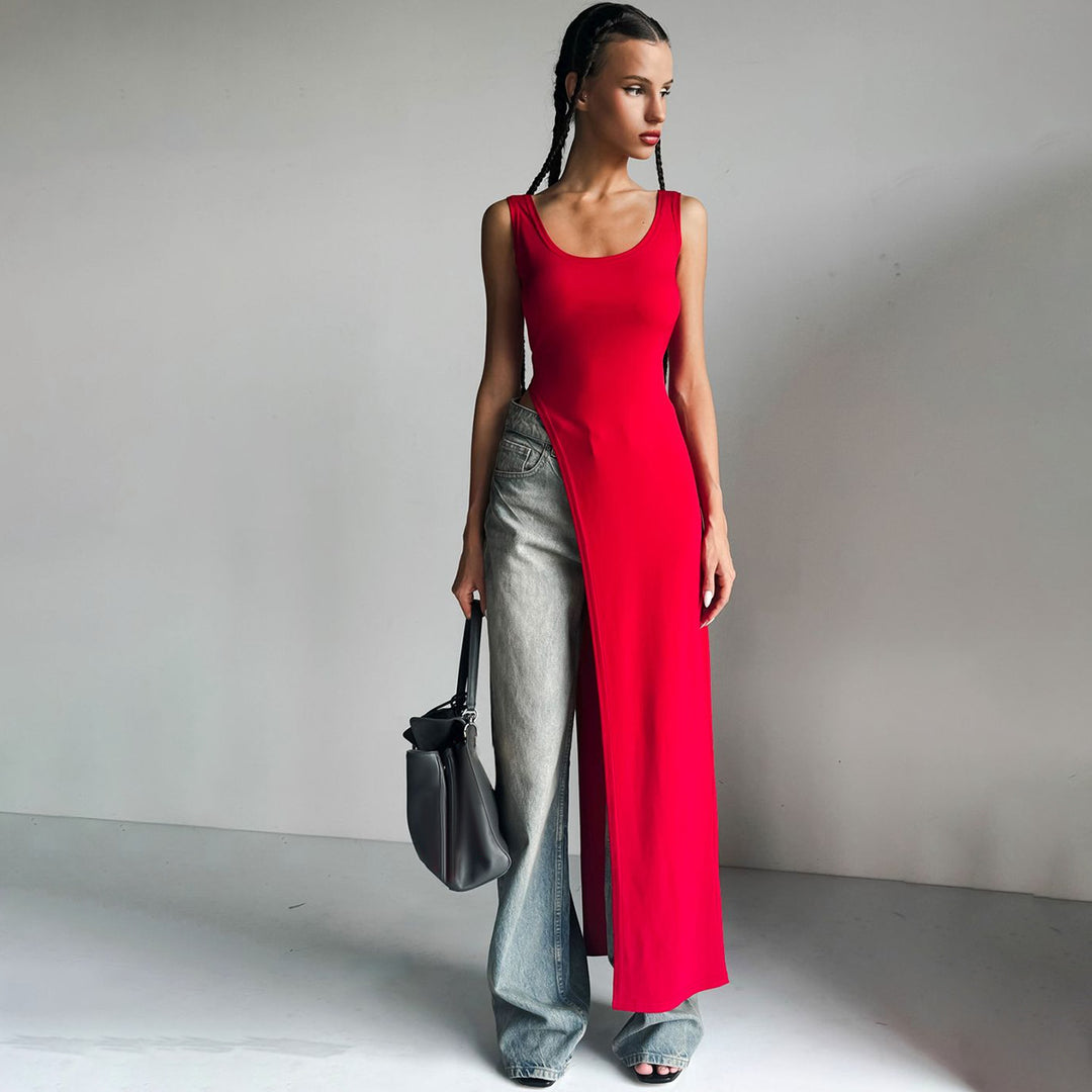 Damen Langarm Maxikleid mit hohem Schlitz Echo Archiv