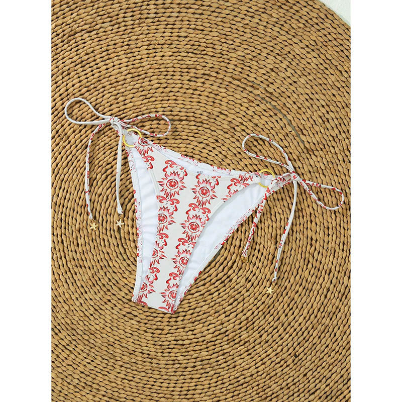 Damen Triangel-Bikini mit Goldring-Details und seitlichen Bindebändern Echo Archiv