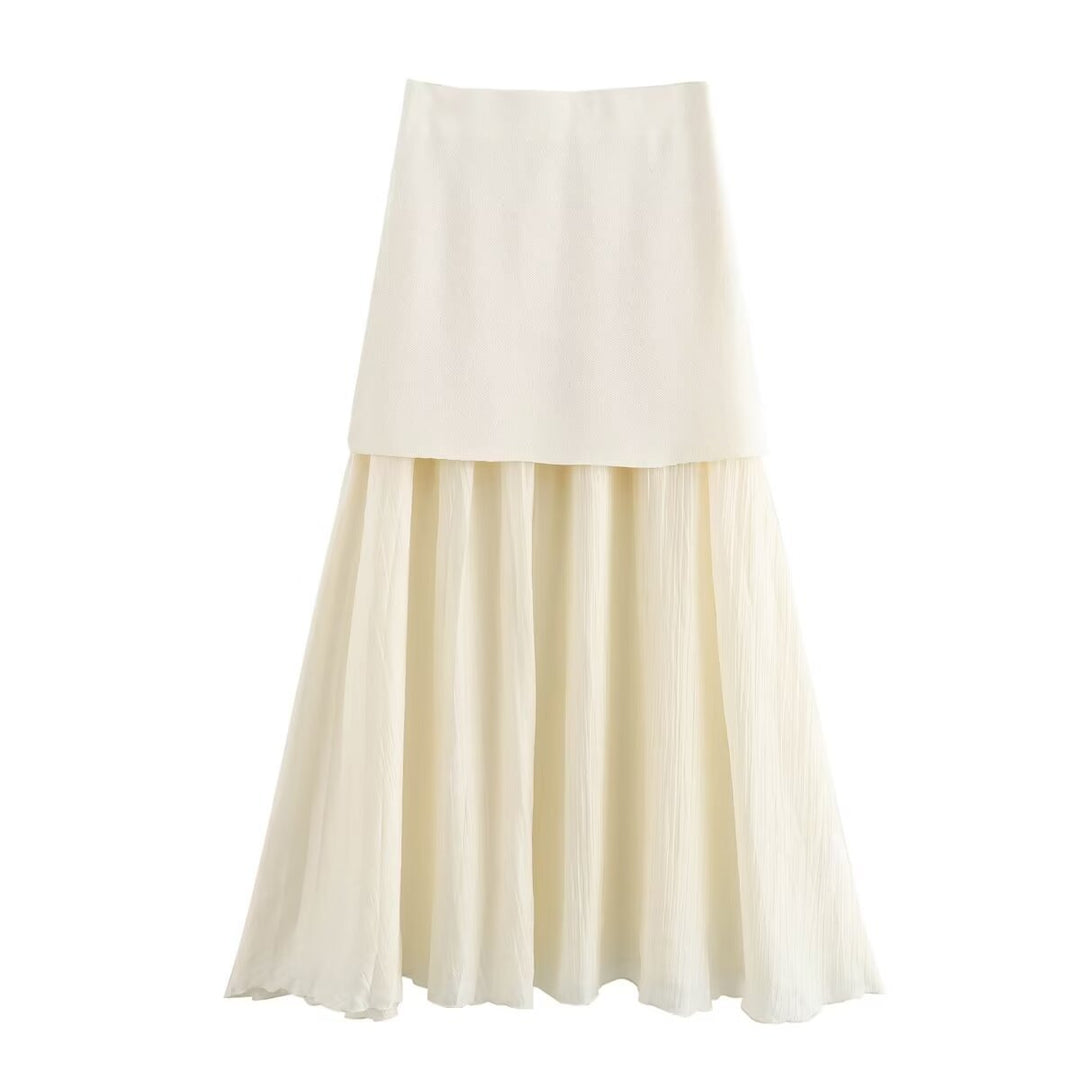 Damen Zweilagiger Chiffon-Maxirock mit glattem Hüftbesatz und A‑Linien‑Fall Echo Archiv