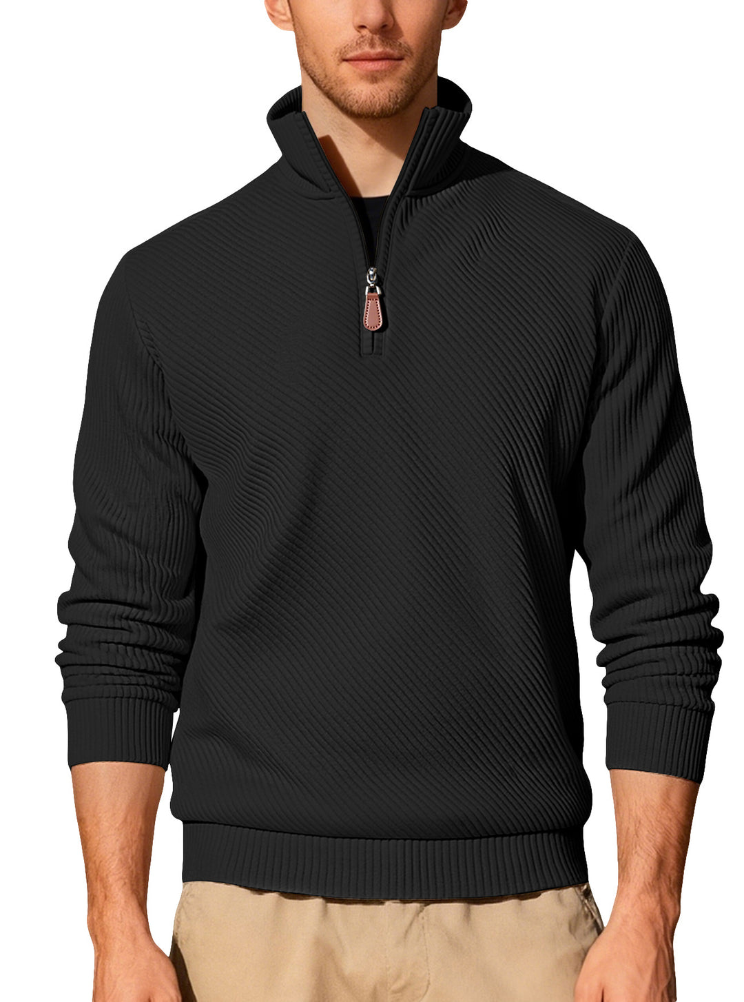 Herren Strickpullover mit hohem Kragen und Reißverschluss Echoarchiv