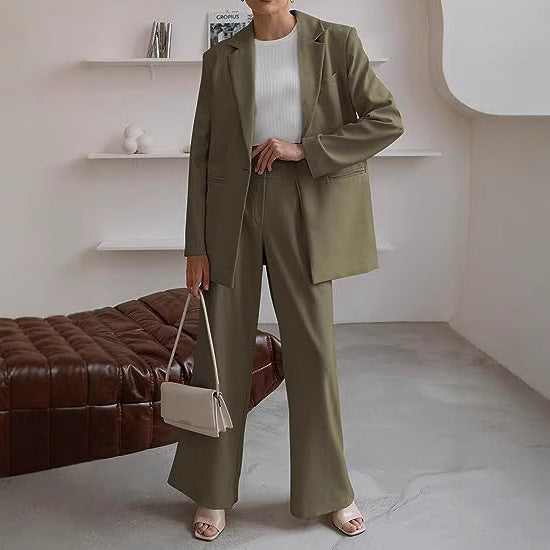 Damen nan Longblazer-Set mit kastiger Oversize-Silhouette, strukturierter Schulterpartie und hochtaillierter Palazzo-Hose Echo Archiv