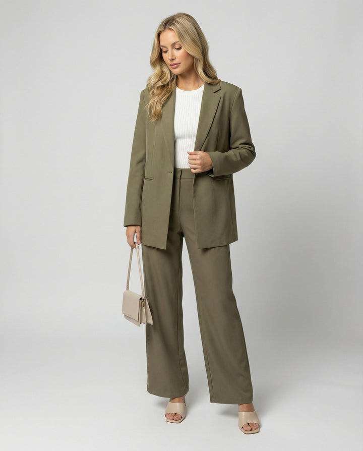 Damen elegantes Anzug-Set mit weitem Hosenbein und modernem Blazer – Avérine