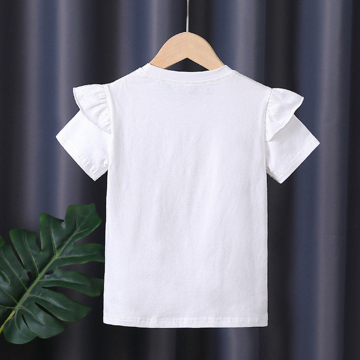Mädchen T-Shirt mit dekorativem Rüschendesign und kunstvollem Schleifenmotiv Echo Archiv