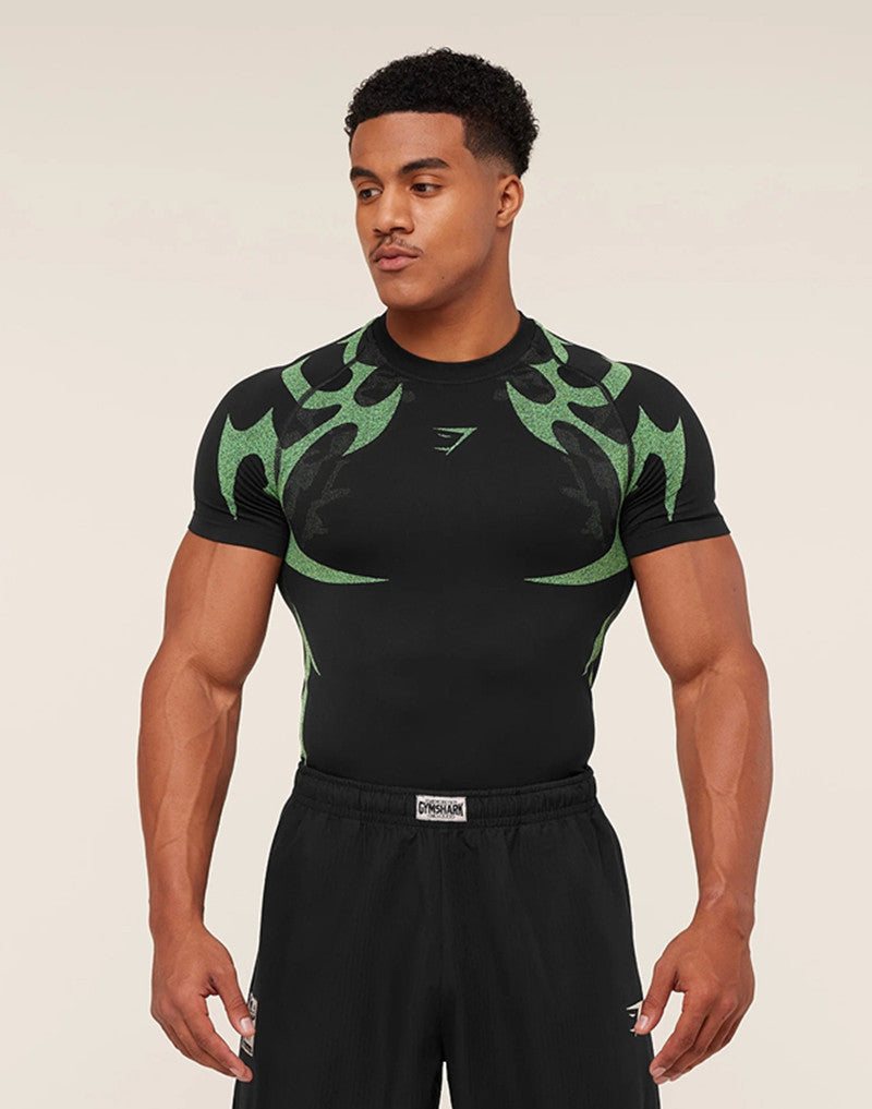 Herren nan nahtloses formgebendes Funktionsshirt mit Kompressionseffekt und ergonomischen Muskelzonen Echo Archiv