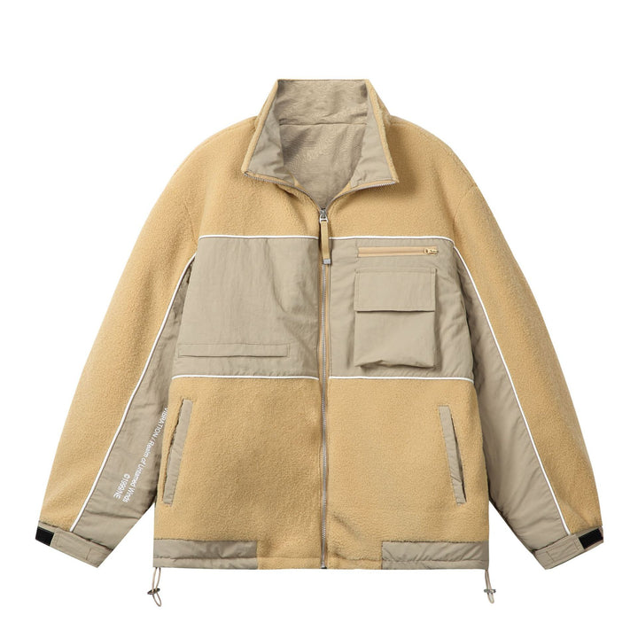 Unisex Oversize Fleece‑Fieldjacke mit Nylonpanels, hoher Stehkragen und Tunnelzug Echoarchiv