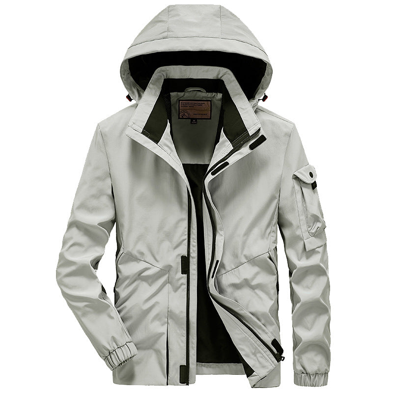 Herren Leichter Wasserabweisender Windbreaker mit Kapuze und Mehrfachtaschen – Taviero