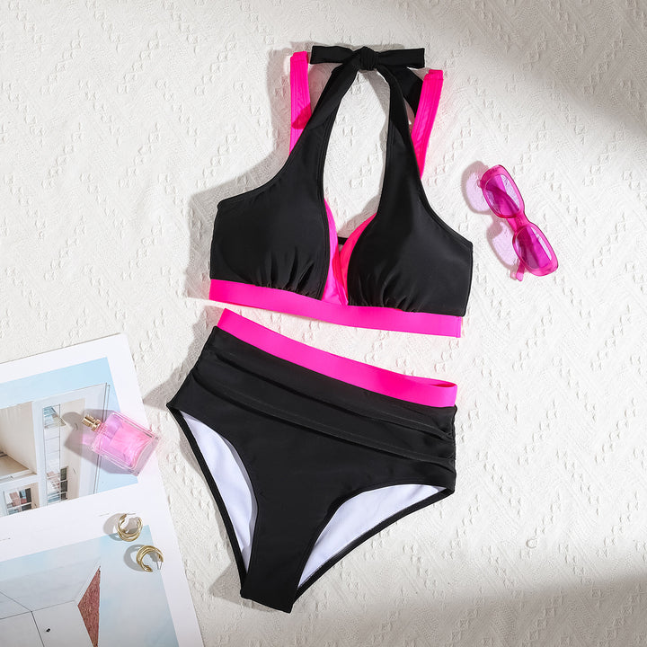 Damen Sportliches Hochbund-Bikini-Set mit asymmetrischem Schnitt Echo Archiv