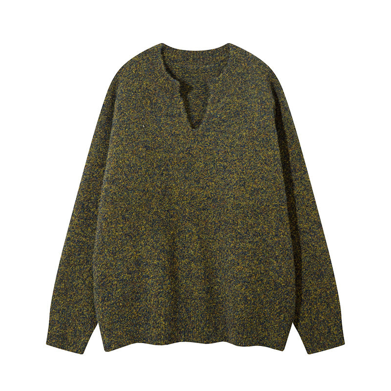 Unisex Oversize-Strickpullover mit kurzem V-Schlitzkragen Echoarchiv