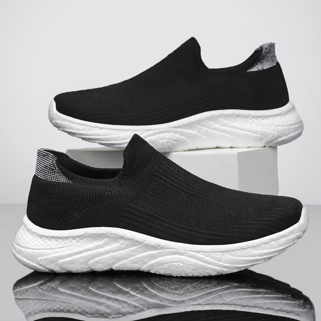 Damen nan nahtloser Strick-Slip-On Komfort-Laufschuh mit sockenähnlichem Schaft und gedämpfter Wellen-EVA-Sohle Echo Archiv