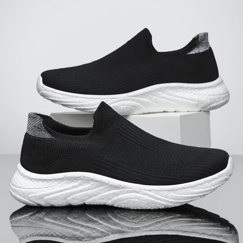 Damen nan nahtloser Strick-Slip-On Komfort-Laufschuh mit sockenähnlichem Schaft und gedämpfter Wellen-EVA-Sohle Echo Archiv