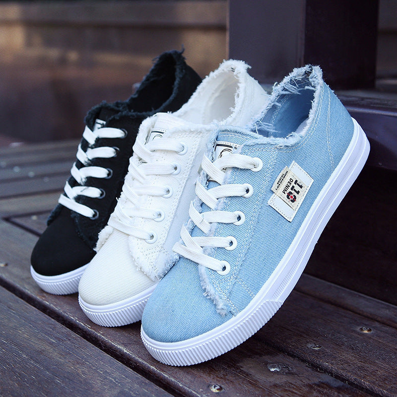 Damen Backless Denim-Slip-On Sneaker mit Schnürdetail und gepolstertem Fußbett – Lioré
