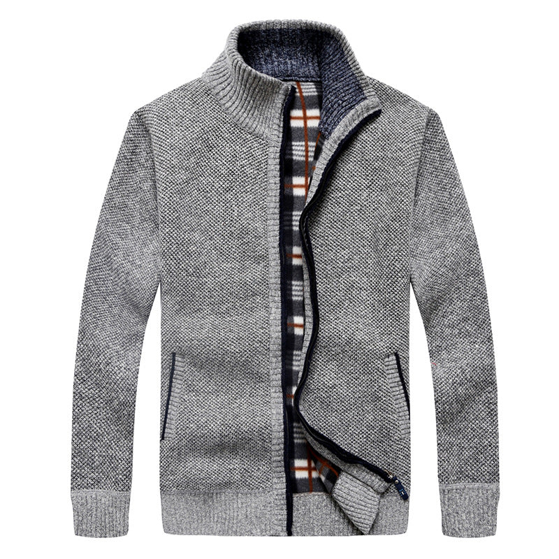 Herren Strick-Cardigan mit Fleece-Innenfutter, Stehkragen und Reißverschluss Echo Archiv