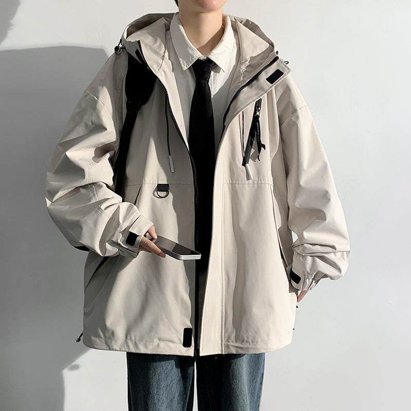 Herren wetterfeste Übergangsjacke mit verstellbarem Kapuzenkragen und praktischen Taschen Echoarchiv