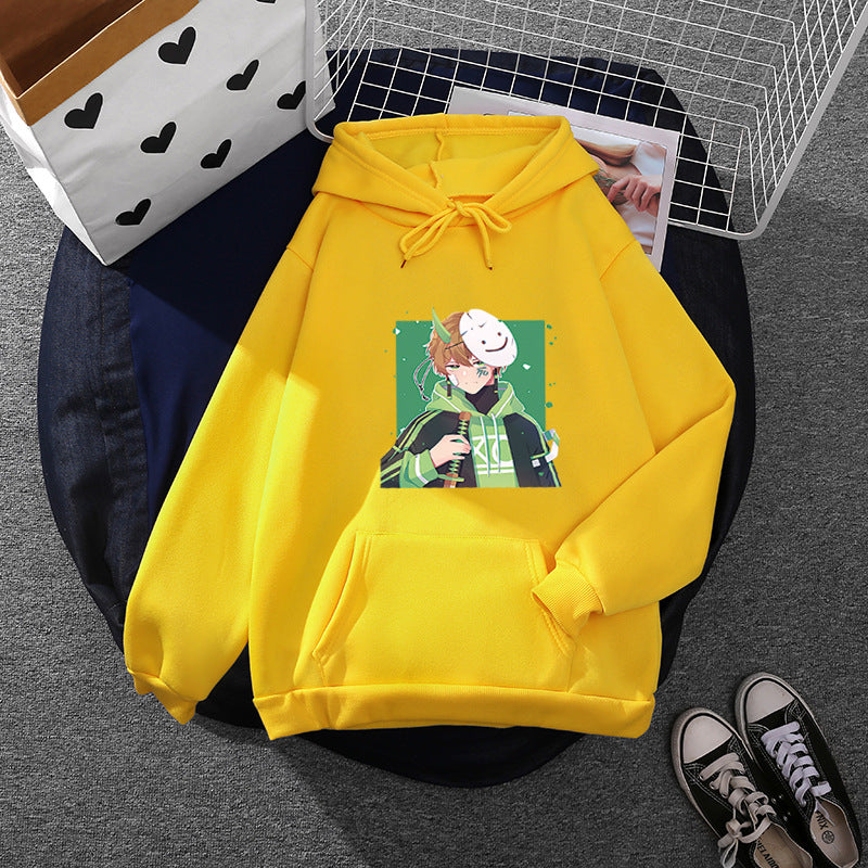 Damen Kapuzenpullover mit geprintetem Manga-Motiv und weichem Fleece-Innenfutter – Auréline