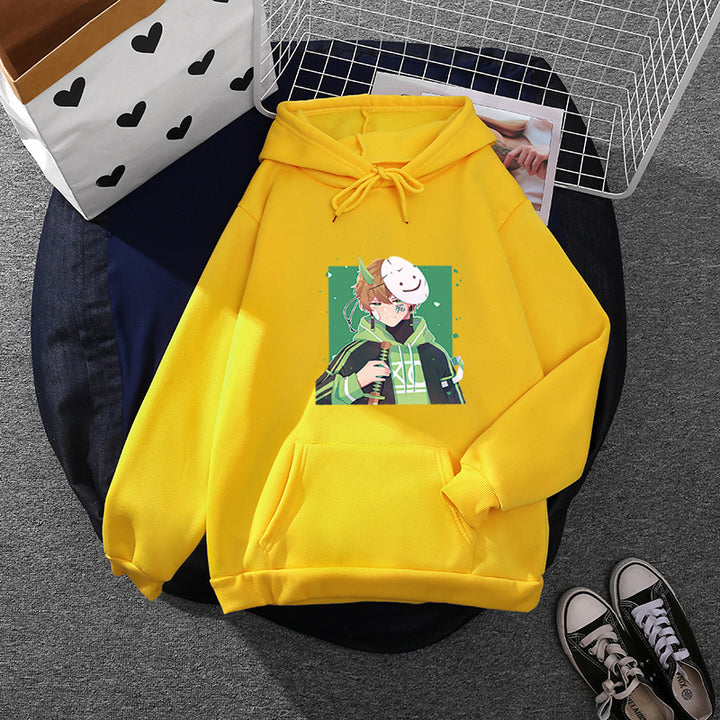 Damen Kapuzenpullover mit geprintetem Manga-Motiv und weichem Fleece-Innenfutter – Auréline