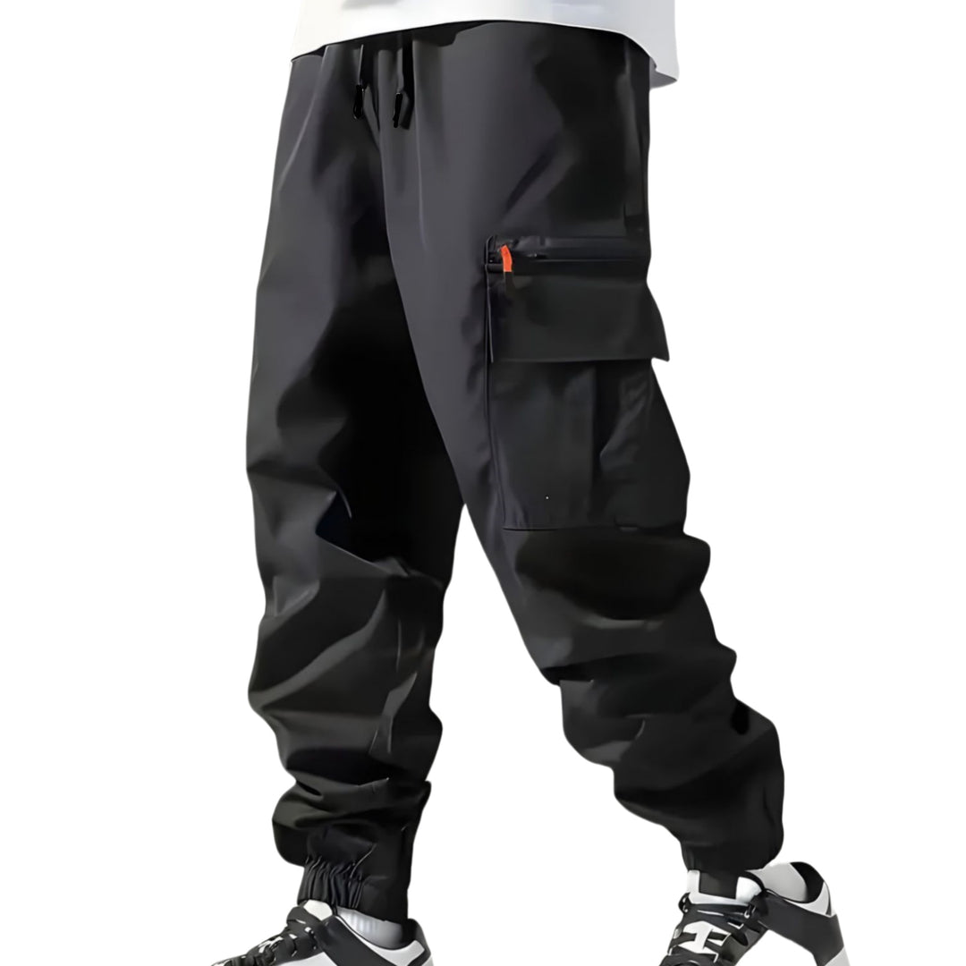 Herren Technische Cargo-Jogginghose mit Reißverschlusstaschen, Tunnelzug und elastischen Knöchelbündchen Echo Archiv