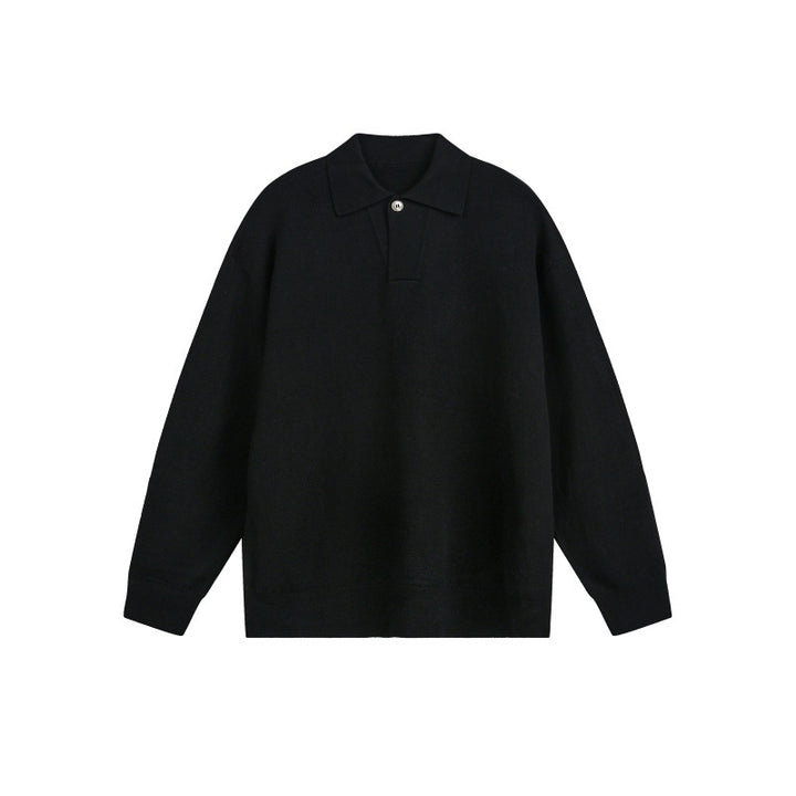 Herren Lockerer Strick-Polo-Pullover mit Knopfblende und Oversize-Schnitt Echoarchiv