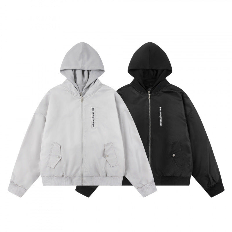 Unisex Oversize Kapuzen-Blousonjacke mit Rippbündchen und Pattentaschen Echo Archiv