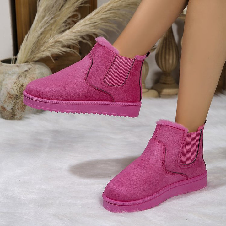 Damen  gefütterte Chelsea-Boots im Velours‑Look mit hohem Plateau‑Sohlenprofil und weichem Innenfutter Echo Archiv