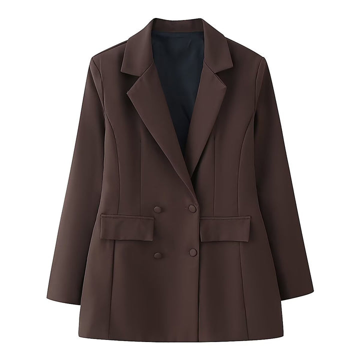 Damen 20+ taillierter doppeltreihiger Blazer mit Pattentaschen und fein strukturierter Silhouette Echo Archiv
