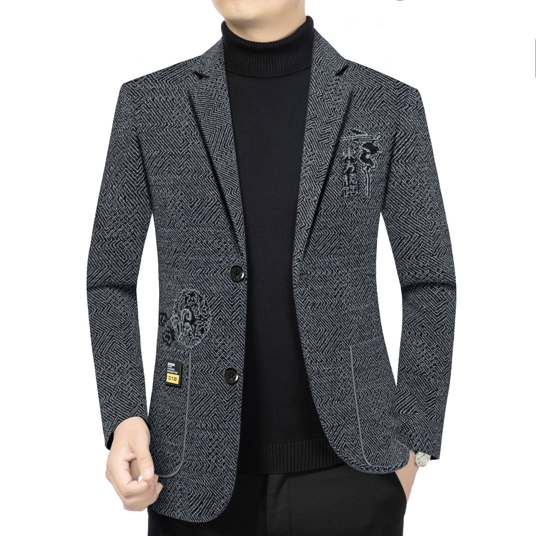 Herren Taillierter Strickblazer im Bouclé-Look mit aufgesetzten Taschen – Tianoro