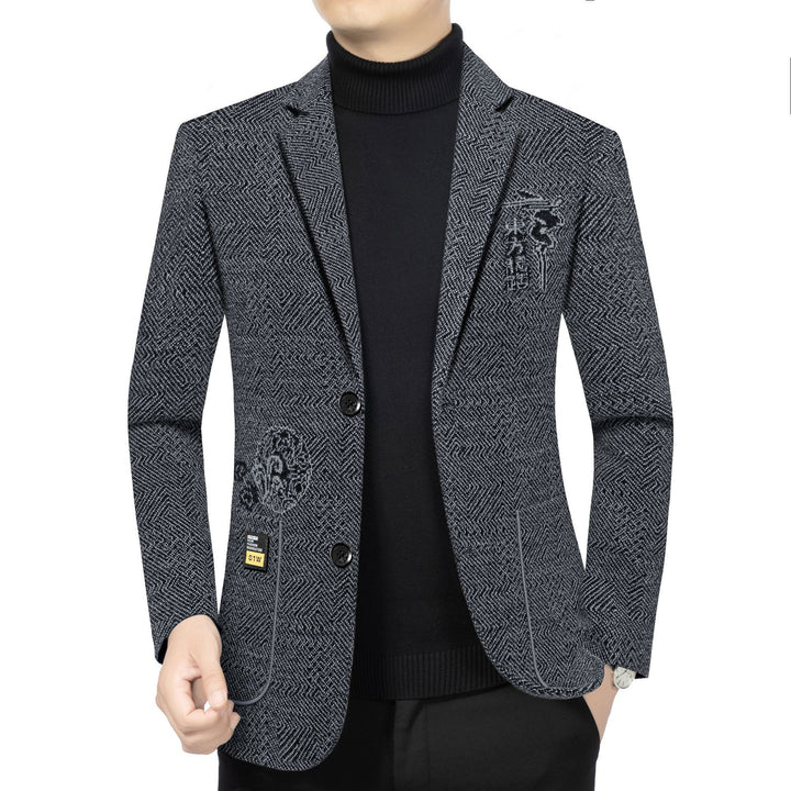 Herren Taillierter Strickblazer im Bouclé-Look mit aufgesetzten Taschen – Tianoro