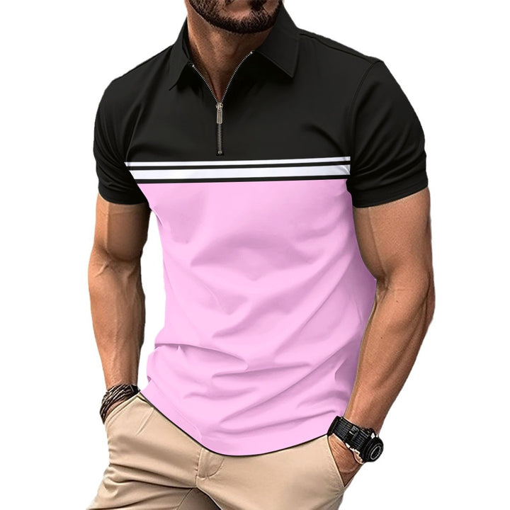 Herren Sportliches Kurzarmshirt mit modischem Reißverschluss und grafischen Elementen Echoarchiv