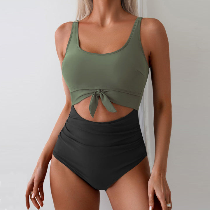 Damen Einteiliger Badeanzug mit trendigem Cut-Out-Design und verstellbarem Knoten Echo Archiv
