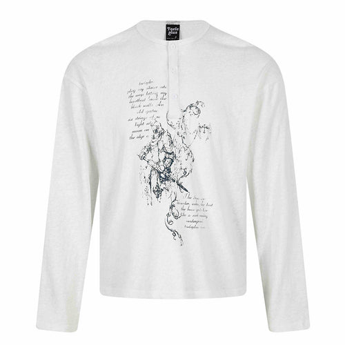 Unisex Langärmeliges Henley-Shirt mit knöpfbarer Brustleiste und Vintage-Illustrationsprint Echoarchiv