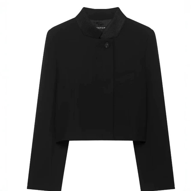 Damen Cropped‑Blazerjacke im minimalistischen Boxy‑Schnitt mit kurzem Stehkragen Echo Archiv