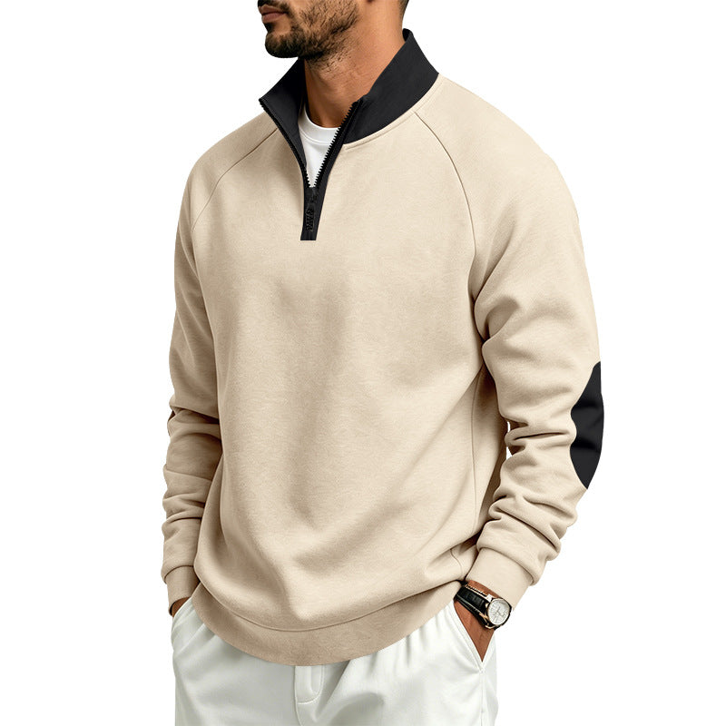 Herren Halbzip-Pullover mit Stehkragen und Ellbogen-Patches Echoarchiv