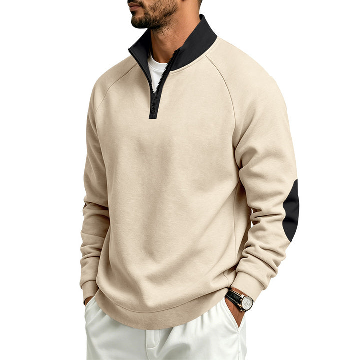 Herren Halbzip-Pullover mit Stehkragen und Ellbogen-Patches Echoarchiv