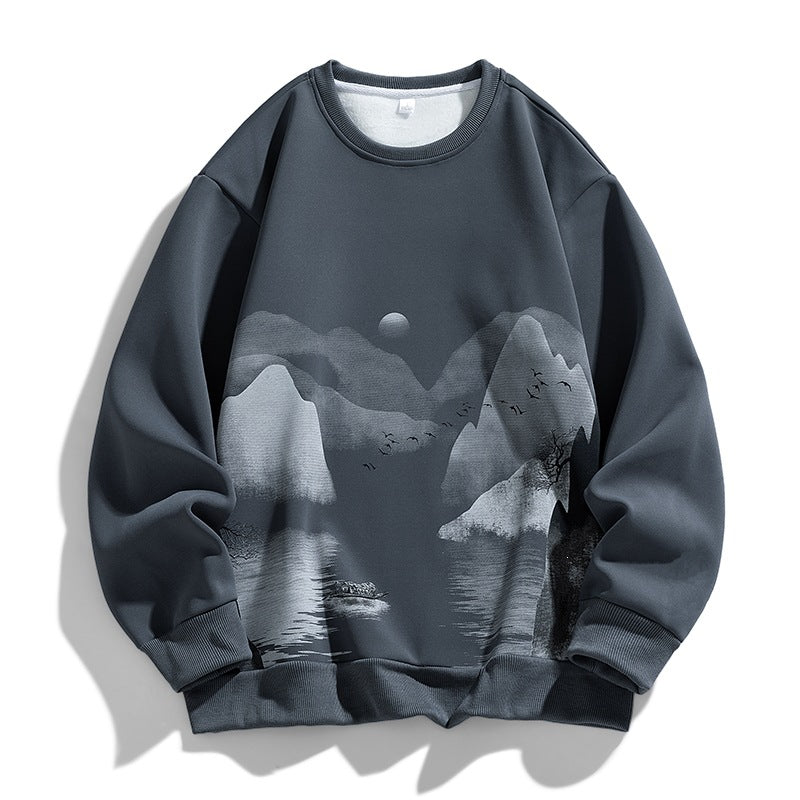 Unisex Oversize‑Sweatshirt mit Pinsel‑Print & geripptem Saum Echoarchiv