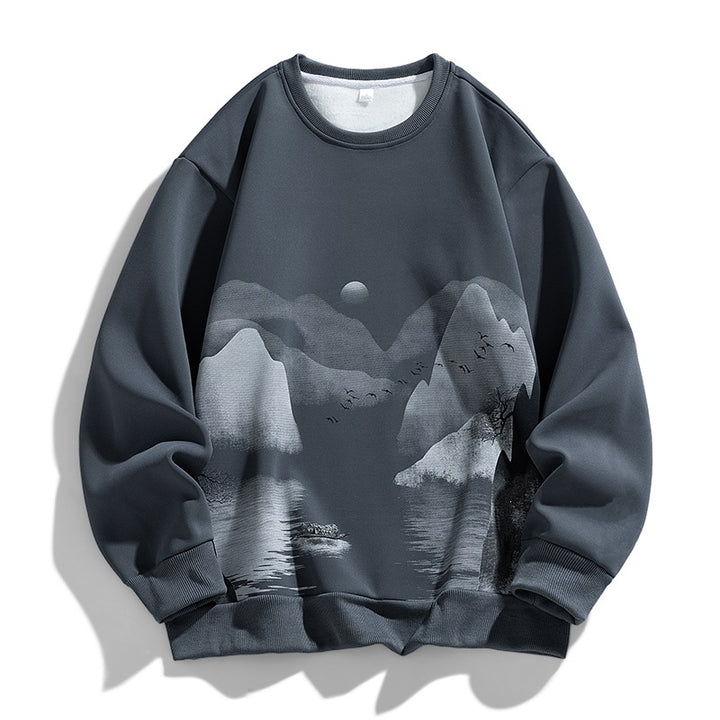 Unisex Oversize‑Sweatshirt mit Pinsel‑Print & geripptem Saum Echoarchiv