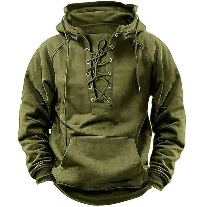 Herren Hoodie mit Frontschnürung und Kängurutasche – Cavarno