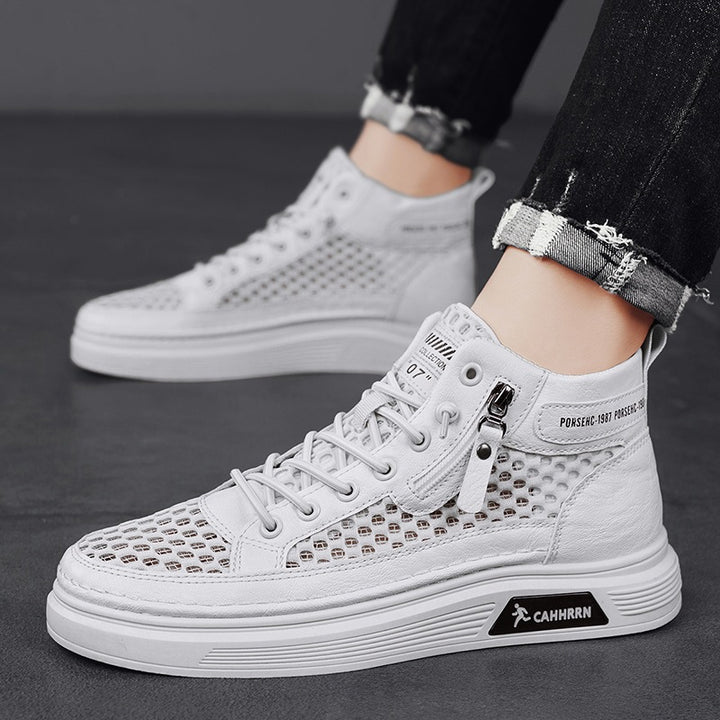 Herren High-Top Sneaker mit luftiger Mesh-Perforation, seitlichem Reißverschluss und dicker Profilsohle Echoarchiv