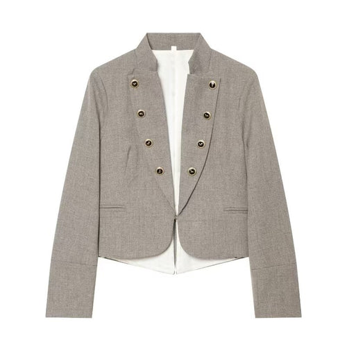 Damen Kurzblazer im Military-Stil mit Stehkragen und dekorativen Knopfreihen Echo Archiv