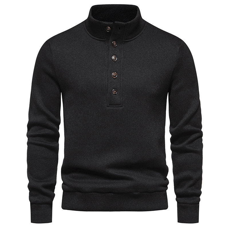 Herren Komfortabler Feinstrick-Pullover mit Knopfleiste und Stehkragen Echo Archiv