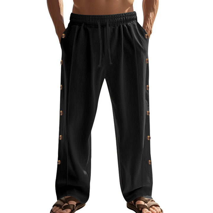 Herren Bequeme Freizeithose mit Knopfdetails und elastischem Bund Echoarchiv