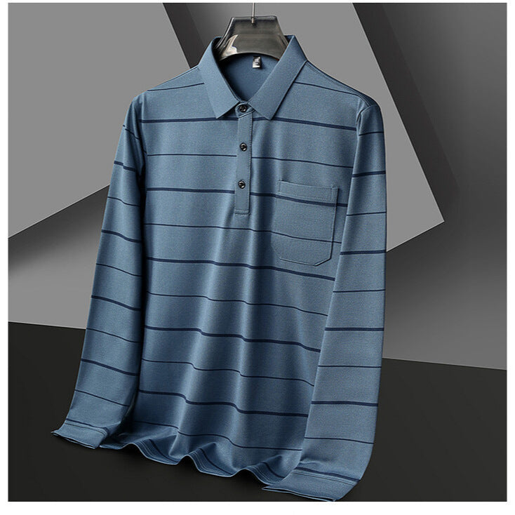 Herren elegantes Kurzarm-Poloshirt mit modischem Streifenmuster Echoarchiv