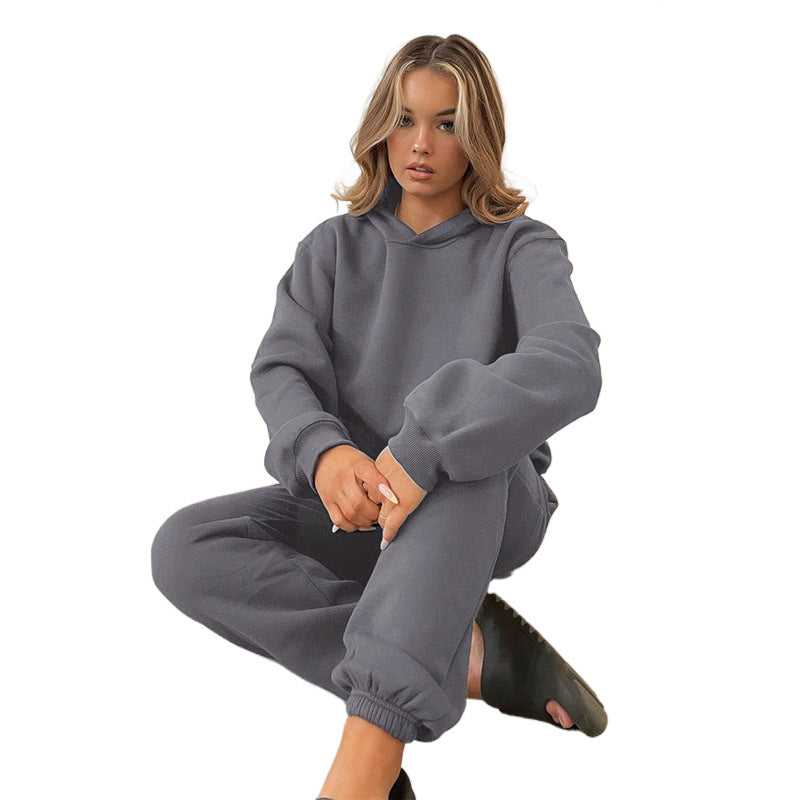 Damen nan lässiges Oversize-Kapuzenloungewear-Set mit fleecegefüttertem Hoodie und hochgeschnittener Jogginghose Echo Archiv