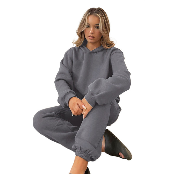 Damen nan lässiges Oversize-Kapuzenloungewear-Set mit fleecegefüttertem Hoodie und hochgeschnittener Jogginghose Echo Archiv