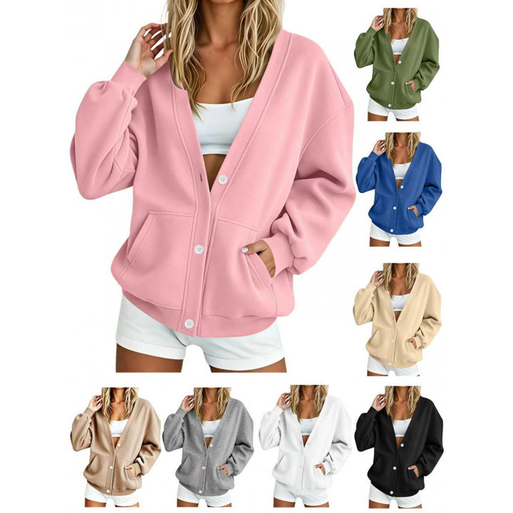 Damen Oversize-Cardigan mit Knopfleiste, Einschubtaschen und Ballonärmeln Echoarchiv