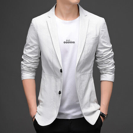 Herren legerer Blazer mit strukturiertem Stoff Echoarchiv