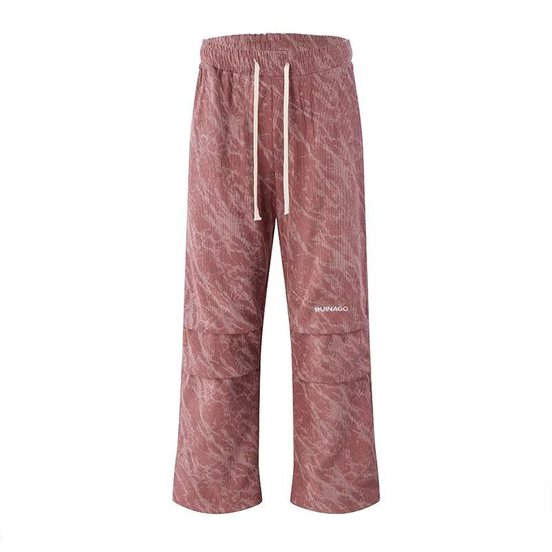 Herren Weite Cargo-Baggy-Hose mit Tunnelzugbund, Pattentaschen & technischem Marble-Print Echoarchiv