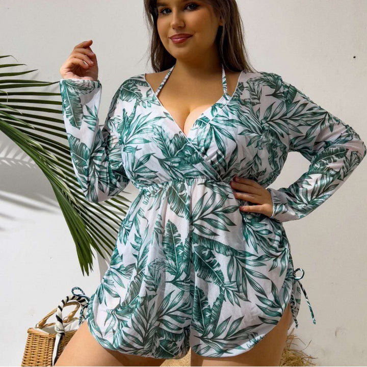 Damen Strandüberwurf mit floralem Print und tiefem V-Ausschnitt Echo Archiv