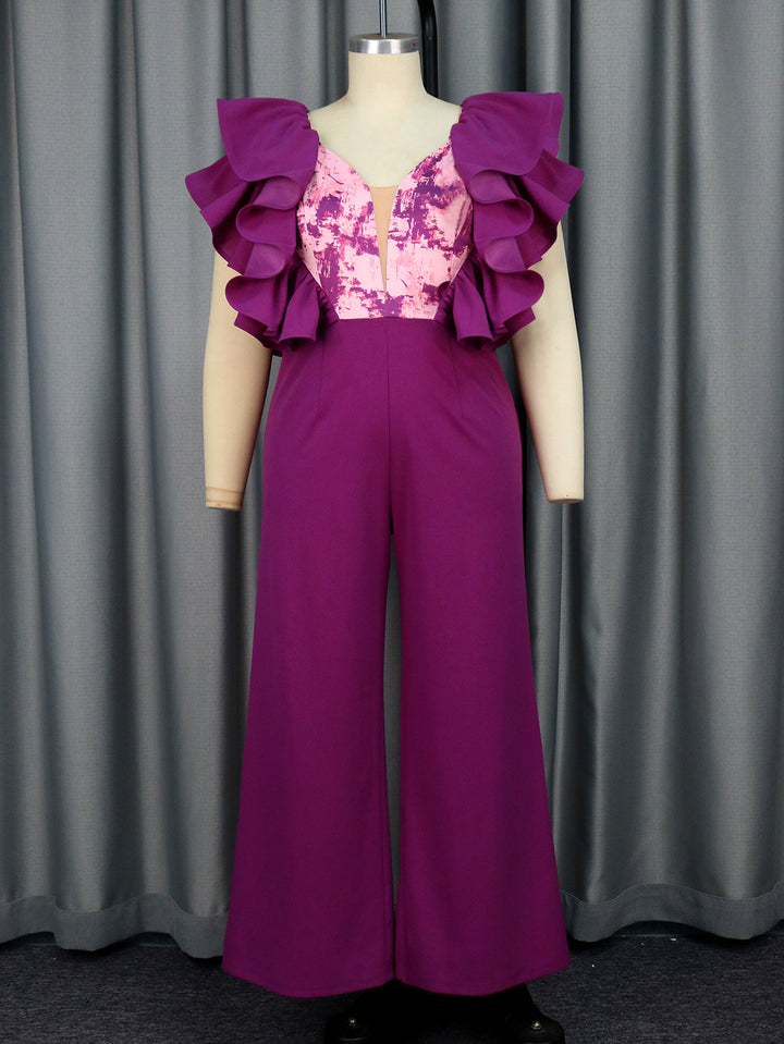 Damen eleganter Jumpsuit mit voluminösen Rüschendetails Echo Archiv